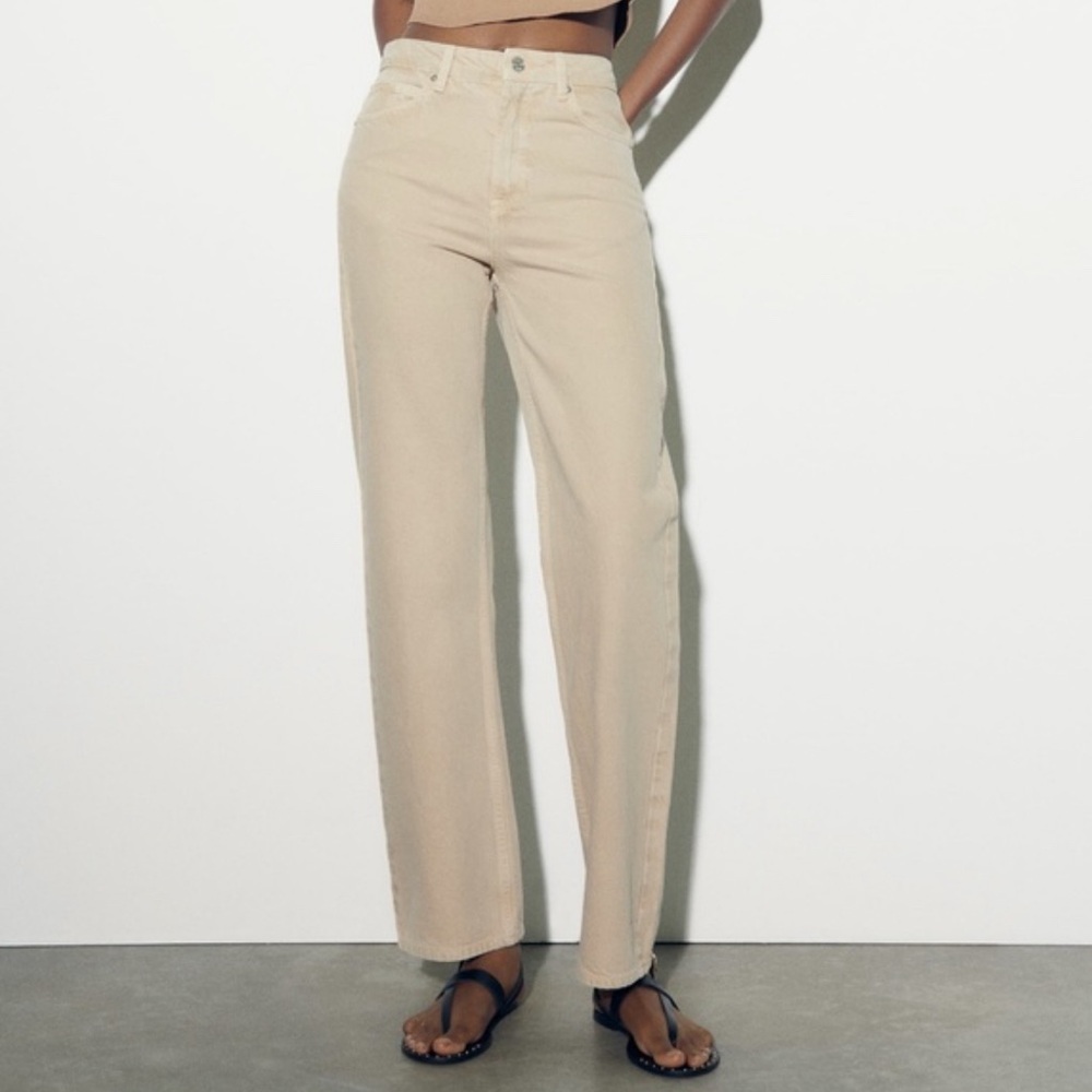 Zara Beige Straight Leg Denim